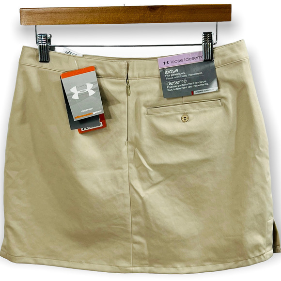 Under Armour Performance Golf Skort Womens Size 4 Khaki Loose Fit Heat Gear NEW - Picture 3 of 9